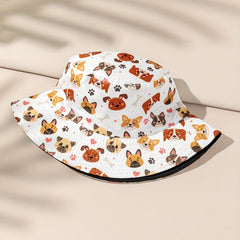 Puppy Print Family Bucket Hat Cartoon Dog Reversible Basin Hat
