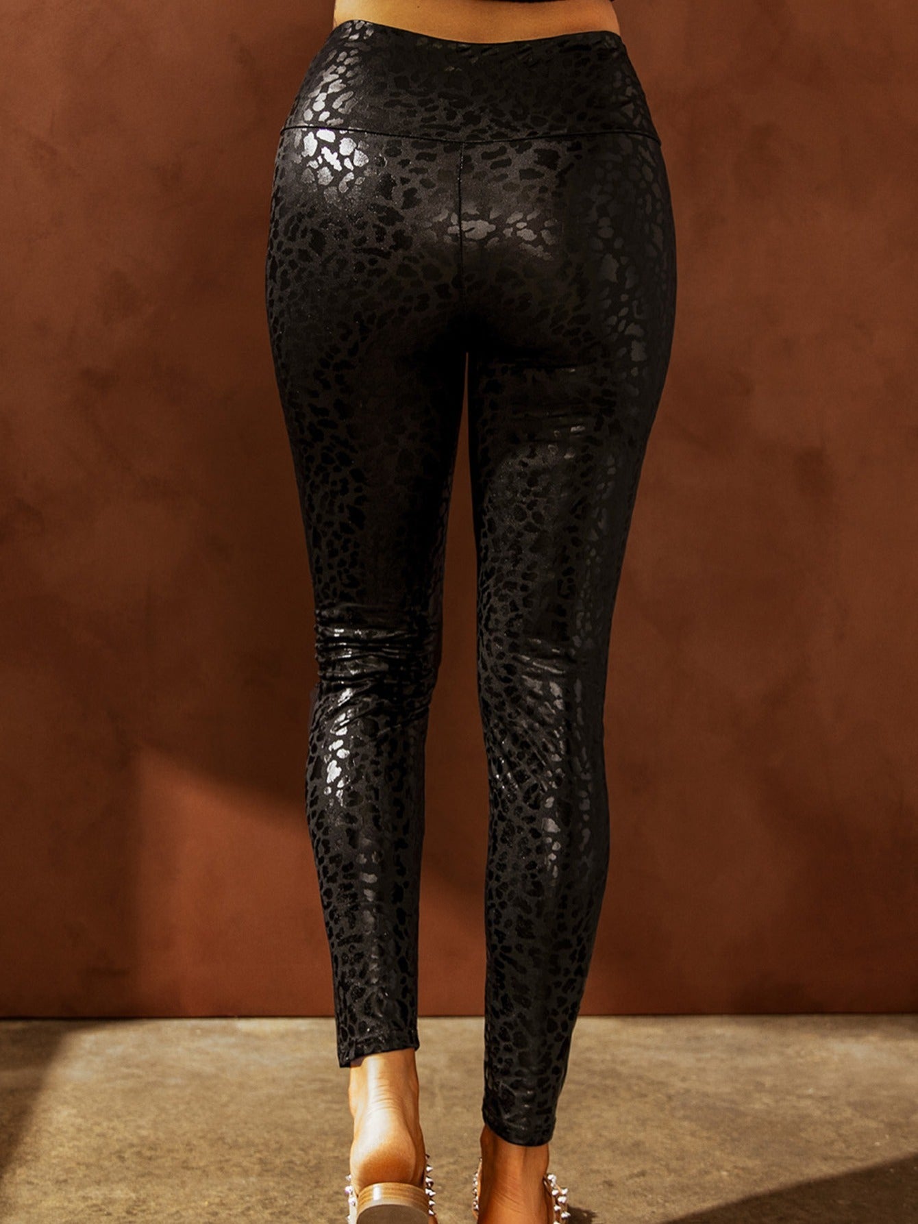 Leopard Textured Leggings Pants for Women