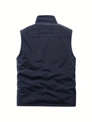 Cargo Vest Men's Zip Up Stand Collar Outwear
