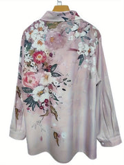 Floral Print Button Up Long Sleeve Blouse