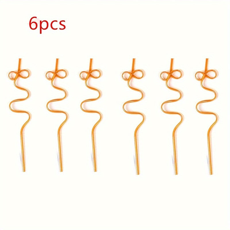 6/12pcs Reusable Plastic Curly Straw for Water Bottle Bar Cocktail Party
