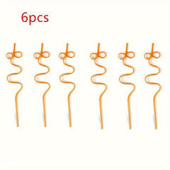 6/12pcs Reusable Plastic Curly Straw for Water Bottle Bar Cocktail Party