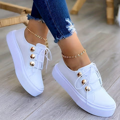Women's Low Top Platform Sneakers Lace up Casual Walking Shoes