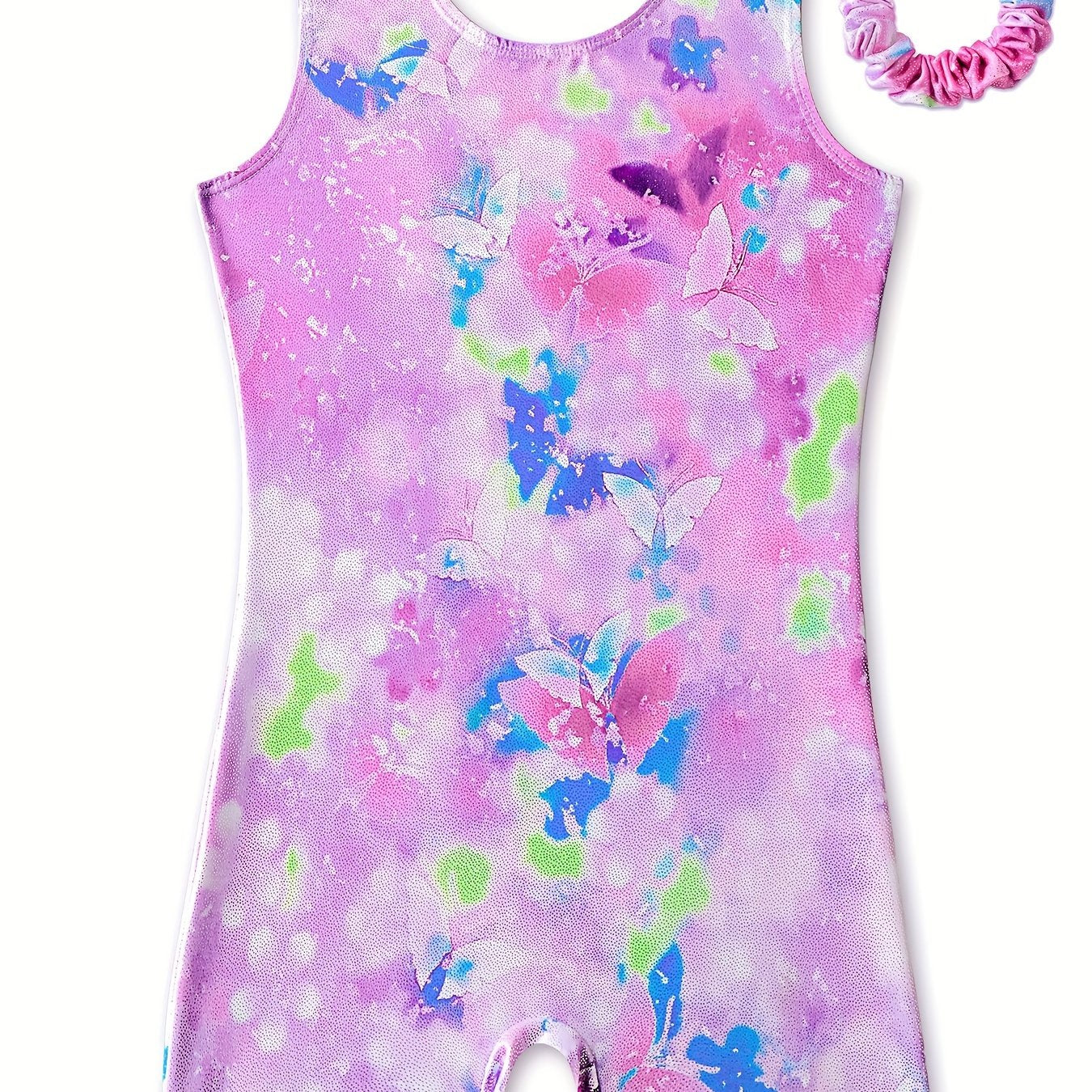 Butterfly Graffiti Sleeveless Gymnastics Suit for Girls