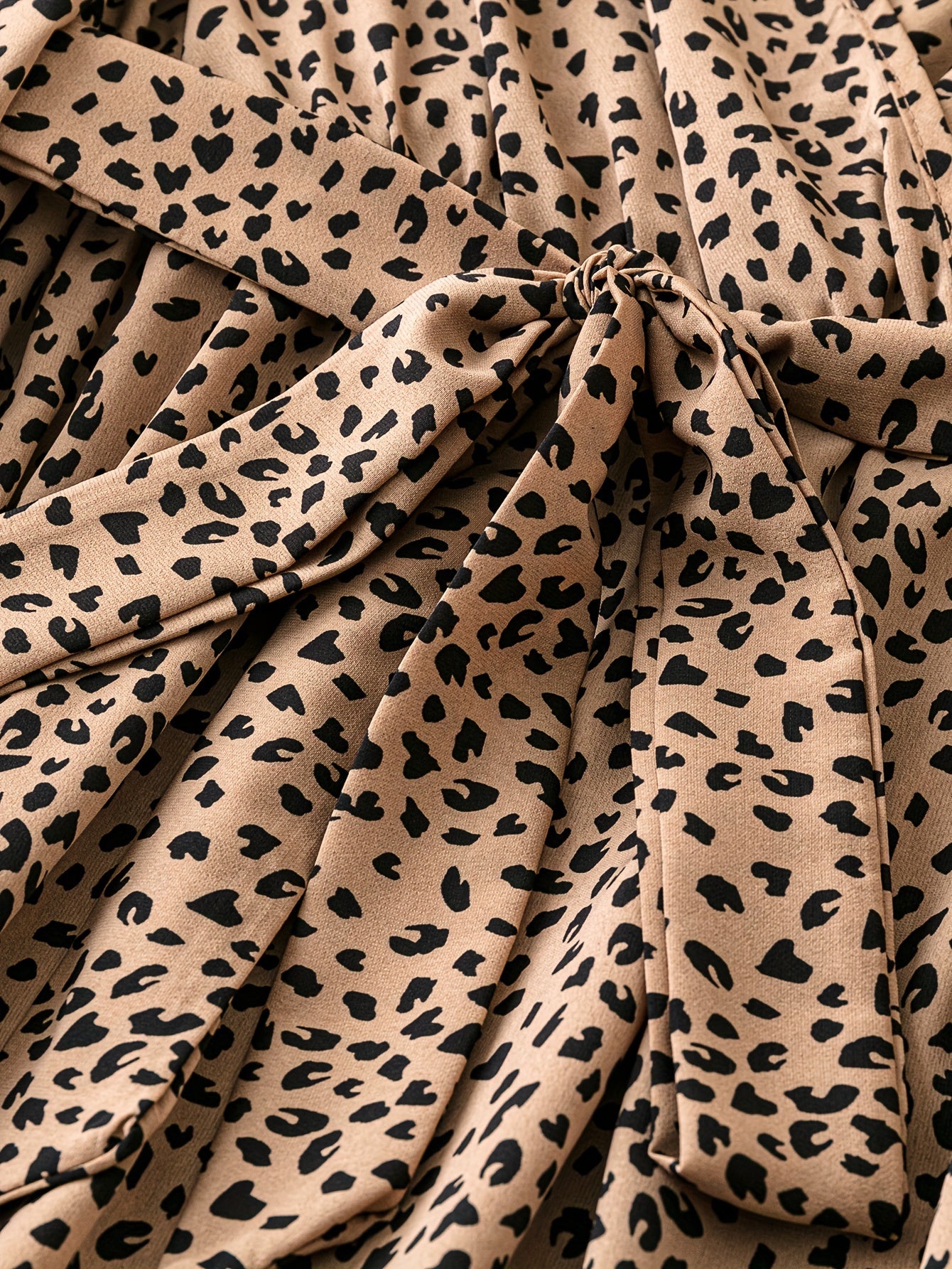 Leopard Print Lantern Sleeve Maxi Dress