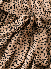 Leopard Print Lantern Sleeve Maxi Dress