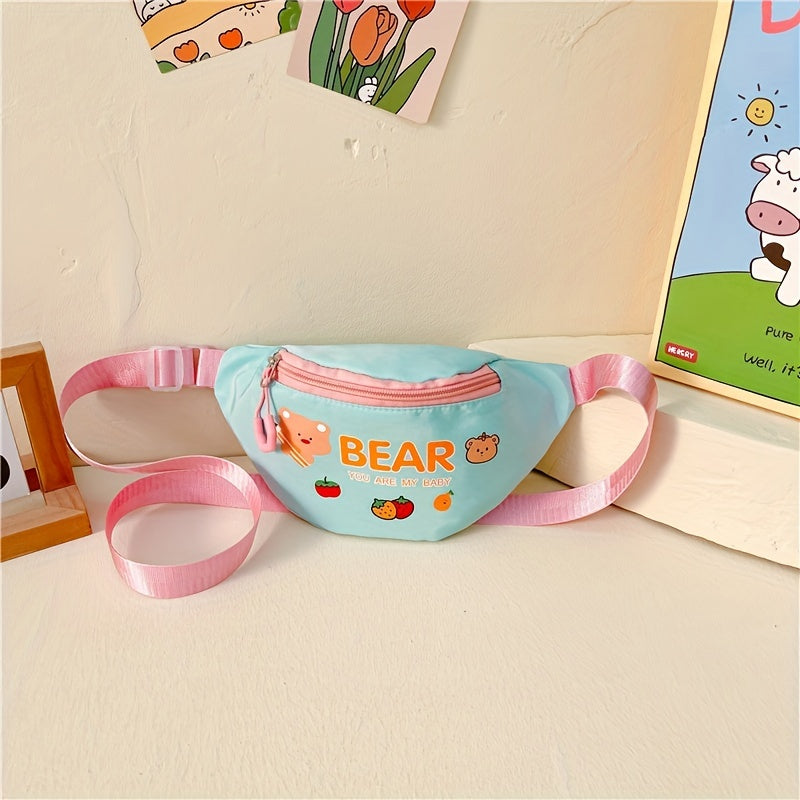 Cartoon Bear Graphic Zipper Chest Bag Waist Bag