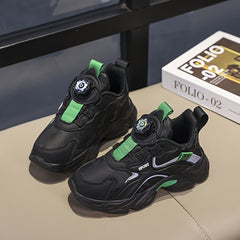 Boy's Chunky Shoes With Rotating Buckle Comfy Non Slip Sneakers