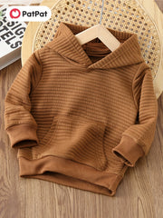 Boys Casual Textured Pullover Hooded Sweatshirt
