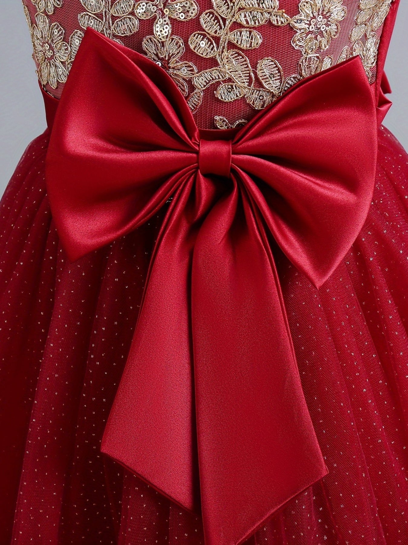 Cap Sleeve Rhinestone Embroidered Formal Dress for Big Girls