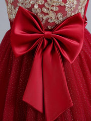 Cap Sleeve Rhinestone Embroidered Formal Dress for Big Girls