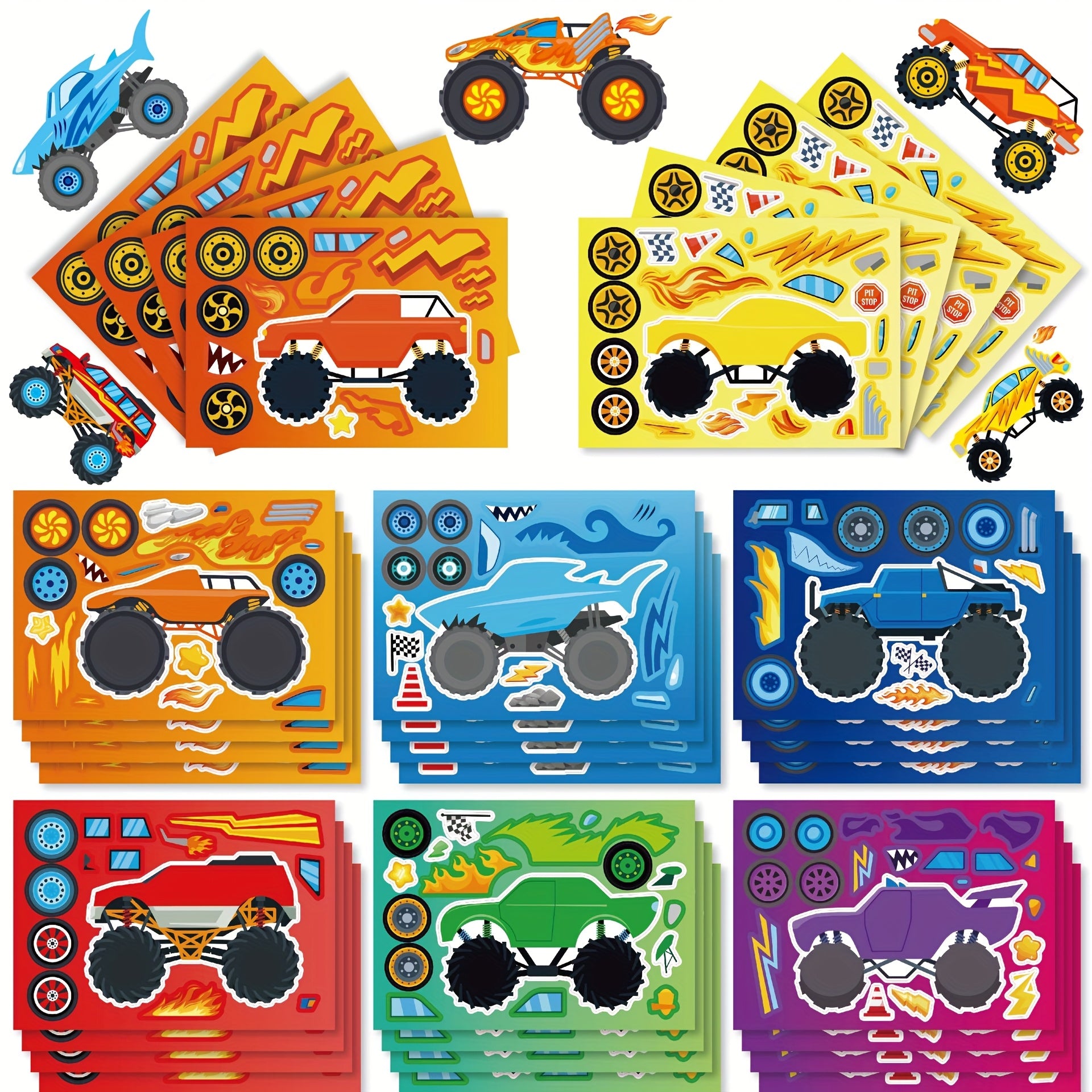 8pcs Engineering Vehicle Puzzle Stickers Youngsters's Toy Stickers