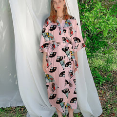 Women's V-Neck Lounge Robe with Belt
