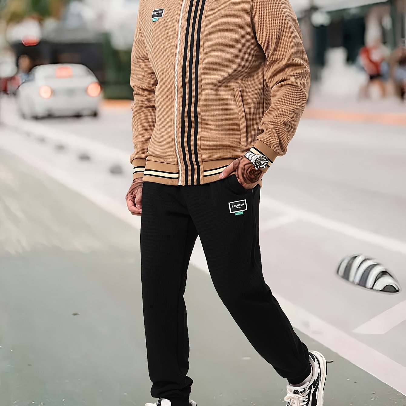 Men's 2 Piece Casual Jacket and Sweatpants Set for Spring Autumn