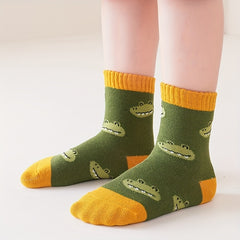 5pairs Boys Kids Breathable Cartoon Pattern Socks