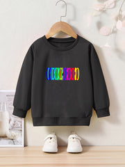 Girls Pattern Print Crew Neck Sweatshirt