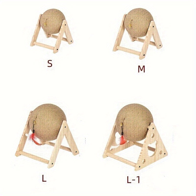 Cat Scratching Pad With Bell Wooden Cat Claw Grinding Toy