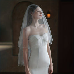 Bridal Head Veil With Comb Double Layer Wedding Hair Accessories
