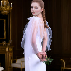 Detachable Bridal Shawl with Bowknot Sleeveless Wedding Dress Accessory