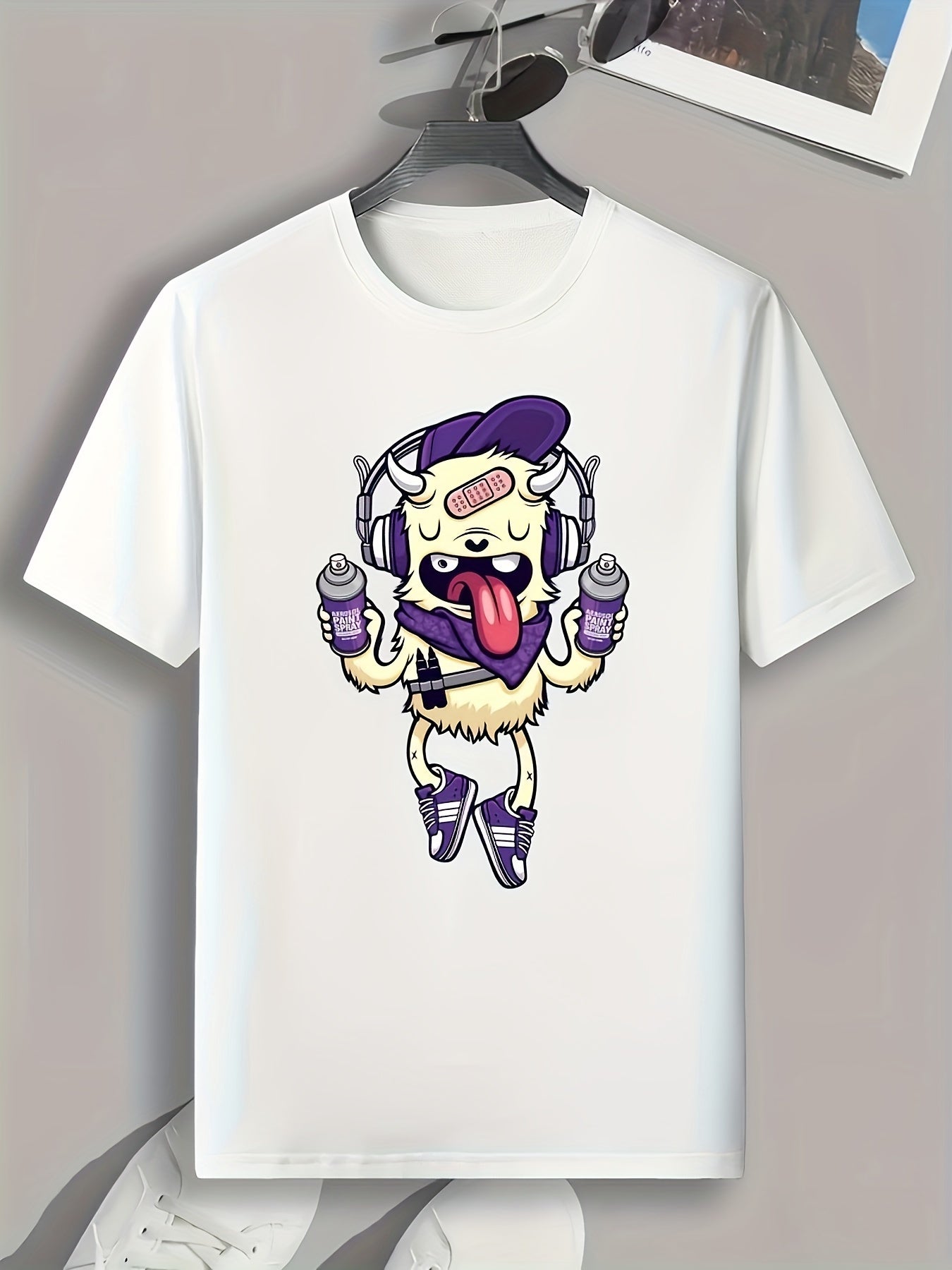 Funny Cartoon Print Men's Graphic T shirt For Summer