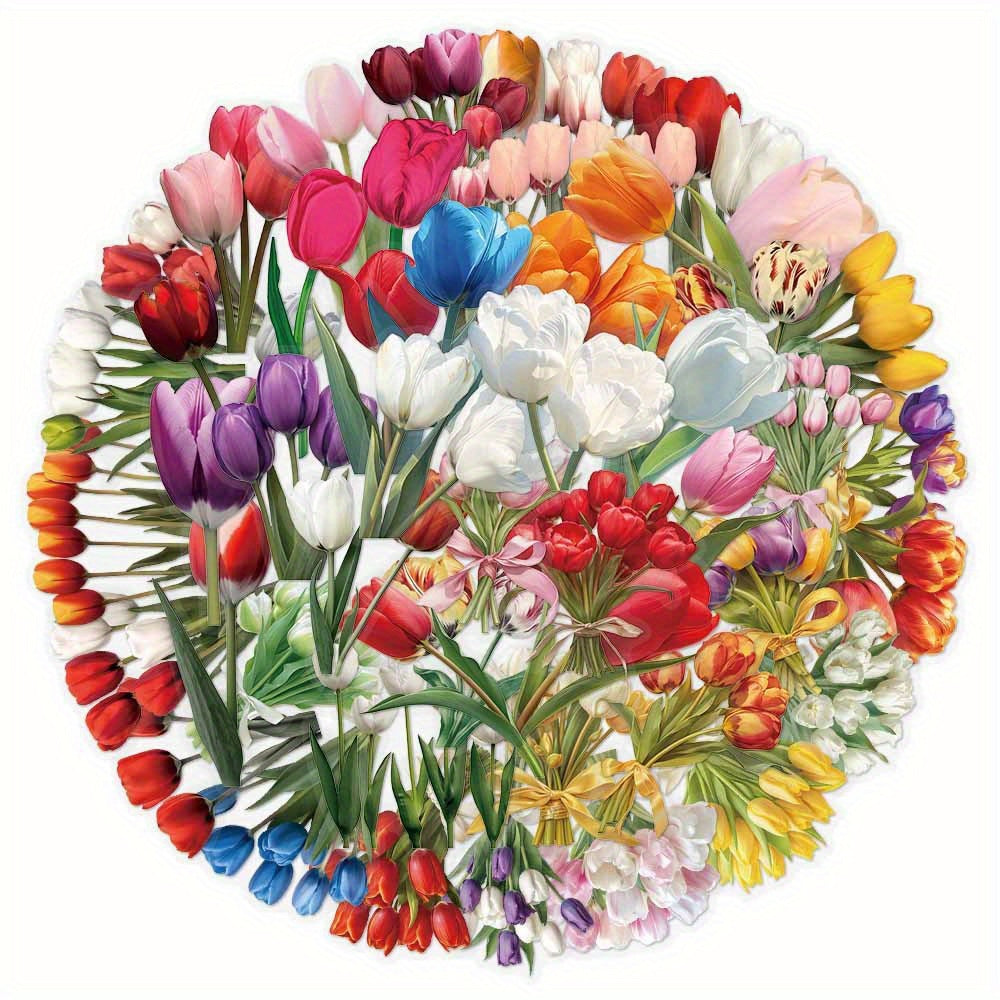 50pcs Tulip Flower Stickers Cute Cartoon Style DIY Christmas Decorations