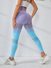 Gradient Stretch Yoga Tummy Control Leggings High Waist Hollow Out Sports Tight