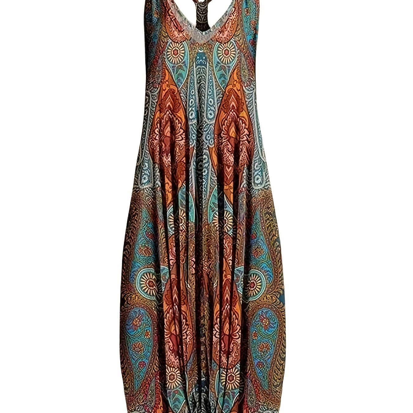 Graphic Print V Neck Jumpsuit for Women