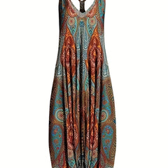 Graphic Print V Neck Jumpsuit for Women