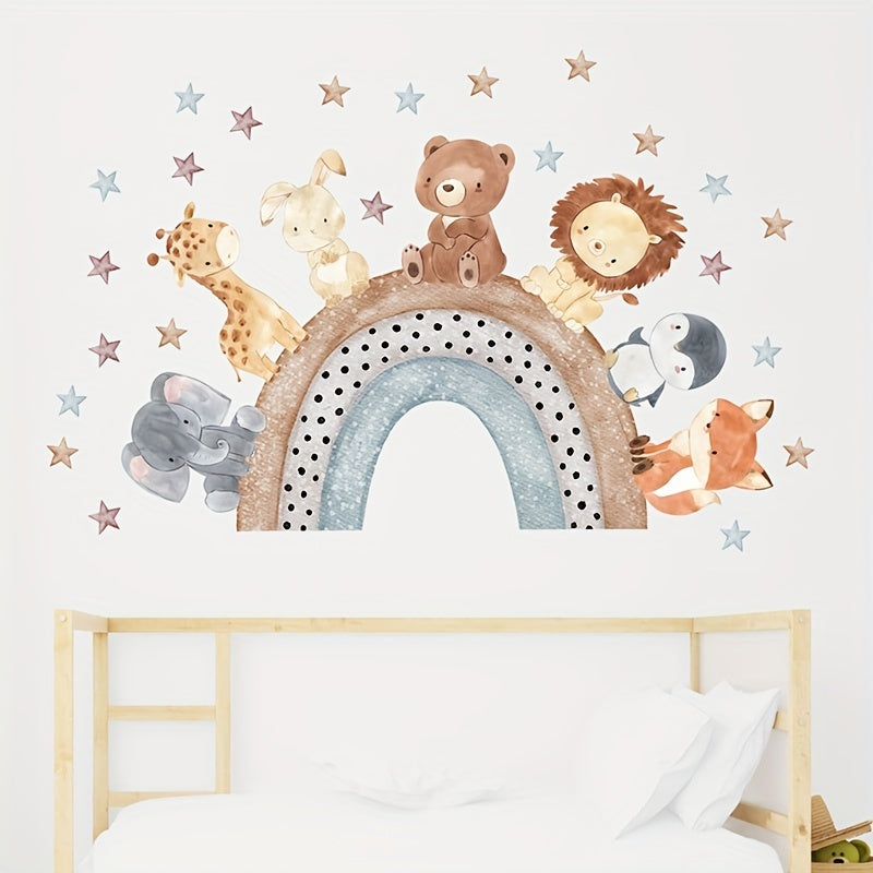 Cartoon Animals Rainbow Wall Sticker for Room Decoration