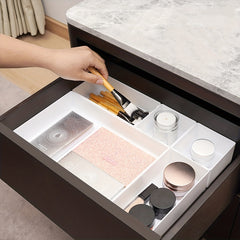 Plastic Makeup Drawer Storage Box With grids Stackable Storage Basket