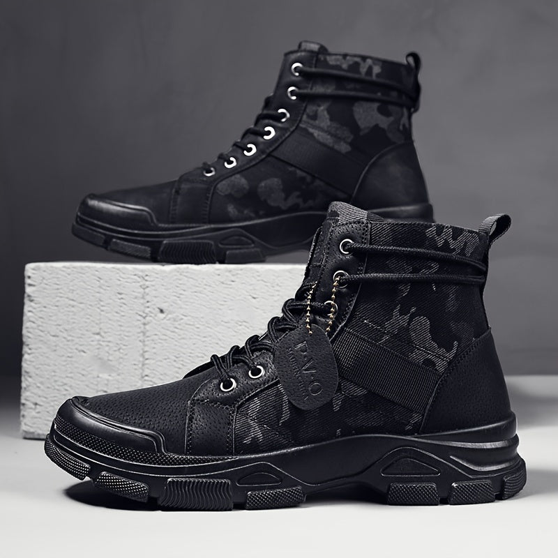 Men's Combat Boots Lace-up Army Shoes Rugged Look