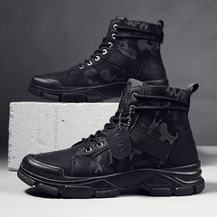 Men's Combat Boots Lace-up Army Shoes Rugged Look