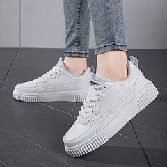 Faux Leather Block Skate Shoes Non Slip Flat Sneakers