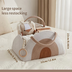 Woven Diaper Storage Basket for Moms - Durable Polyester Material