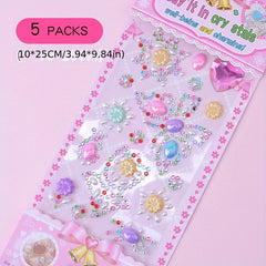Children's 3D Crystal Stickers Baby Princess Reward Gem Sticky Stickers