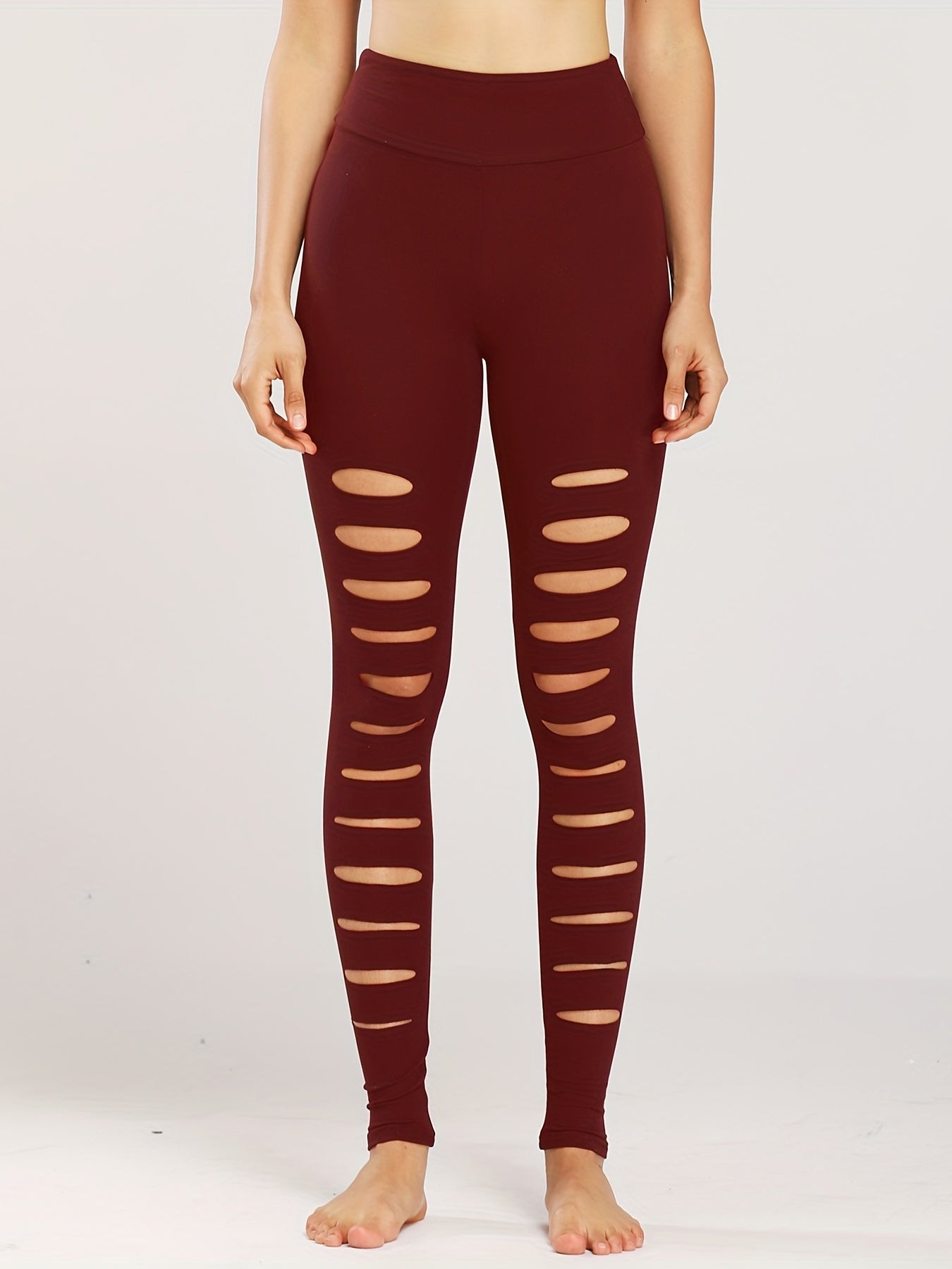 Brushed Fabric Cutout Yoga Leggings Quick Dry Fitness Sports Pants