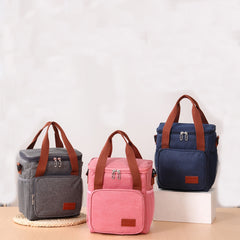 Insulated Double Layer Lunch Bag for Outdoor School Student