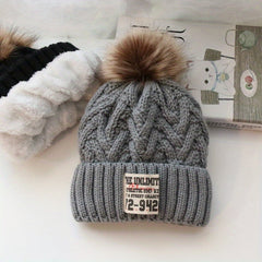 Baby Hat Autumn Winter Kids Knitted Hat Thick Plus Velvet Woolen Hat