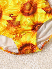 Baby Girls Sunflower Sleeveless One Piece Swimsuit for Summer