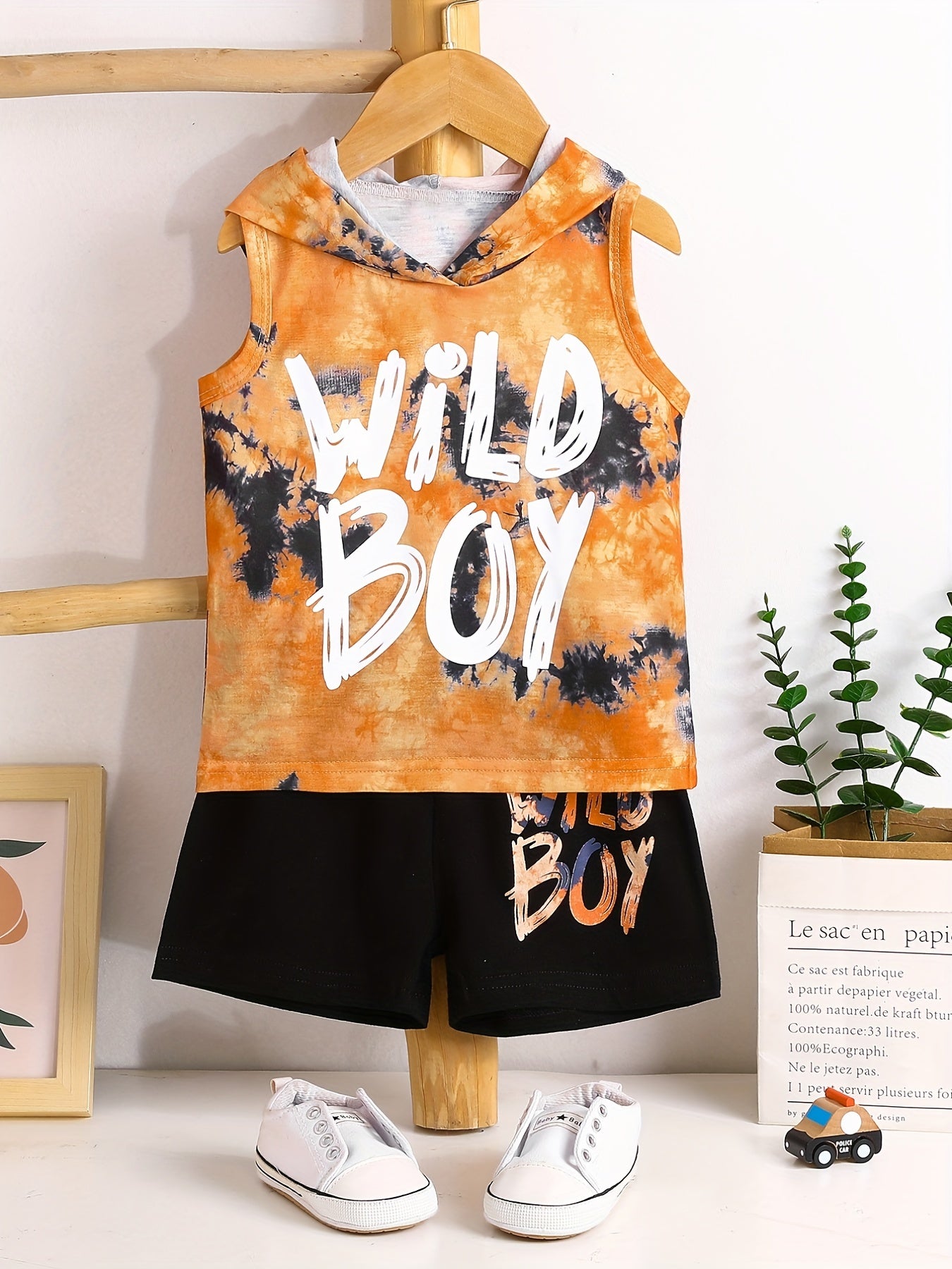 Toddler Boys Tank Top & Shorts WILD BOY Print Baby Kids Clothes Summer