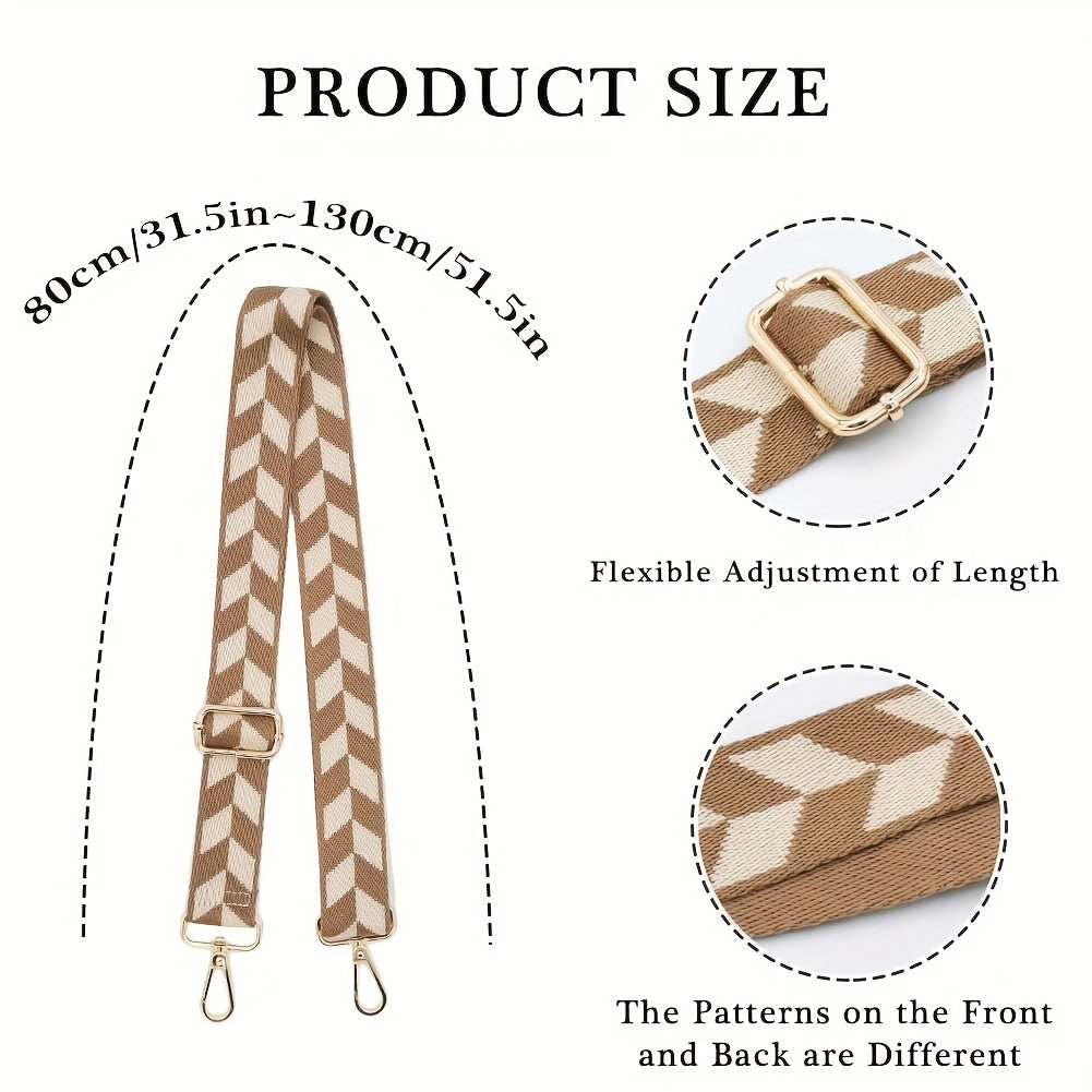 Geometric Pattern Shoulder Bag Strap - Adjustable Replacement