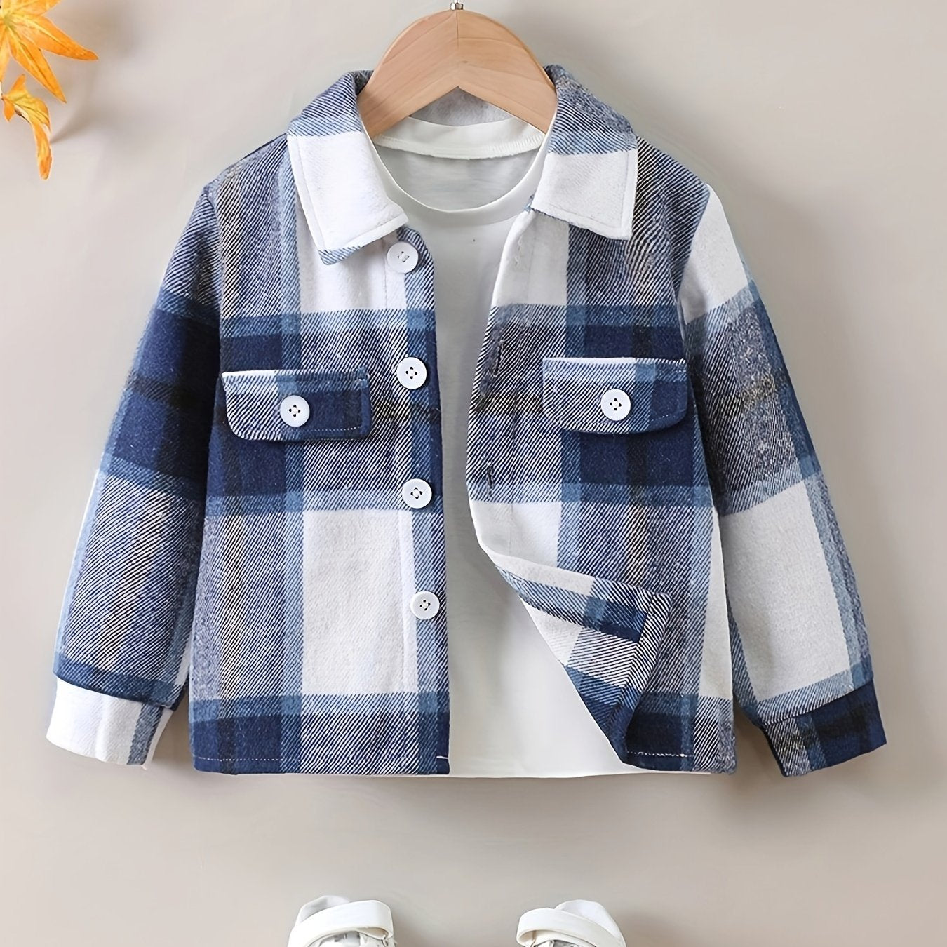 Toddler Boys Plaid Jacket Long Sleeve Button Down Coat