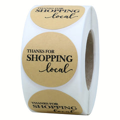 38mm Thank You Shopping Local Label Roll 500 Labels Shrink Wrapped Packaging