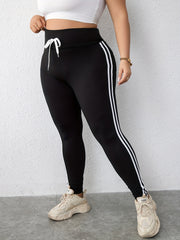 Striped Side Waistband Skinny Leggings