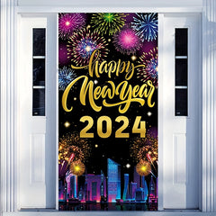 1pc Year Door Banner Party Decoration Supplies Happy Year Party Background