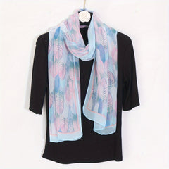 Leaf Printed Lightweight Silky Scarf Sheer Sunscreen Wrap