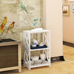 3 Tier Bedside Table Bathroom Nightstand Shelf Small Spaces Living Room