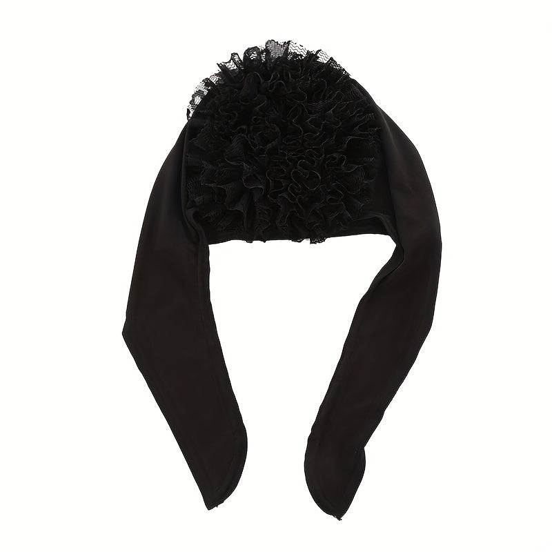 Lace Flower Turban Cap Lace Up Head Wrap Hijab Bonnet Chemo Hats