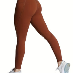 Cross Waist Yoga Pants Tummy Control Leggings With Pockets