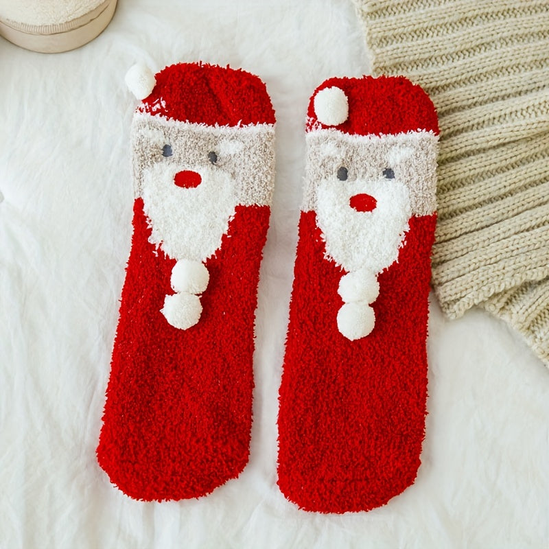 6 Pairs Cartoon Print Socks Fuzzy Warm Women's Stockings